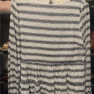 Sail to Sable Sequined Striped Black and White peplum top